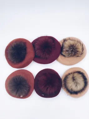 MI LOVES SIGNATURE WOOL BERETS WITH POMPOM(1 Beret)