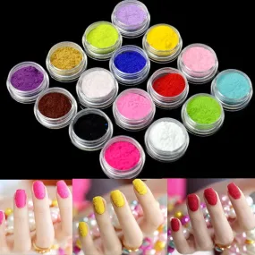 Nail Art Nail Powder Tips Fuzzy Flocking Velvet Tools 16 Colors Tweezer New EP98