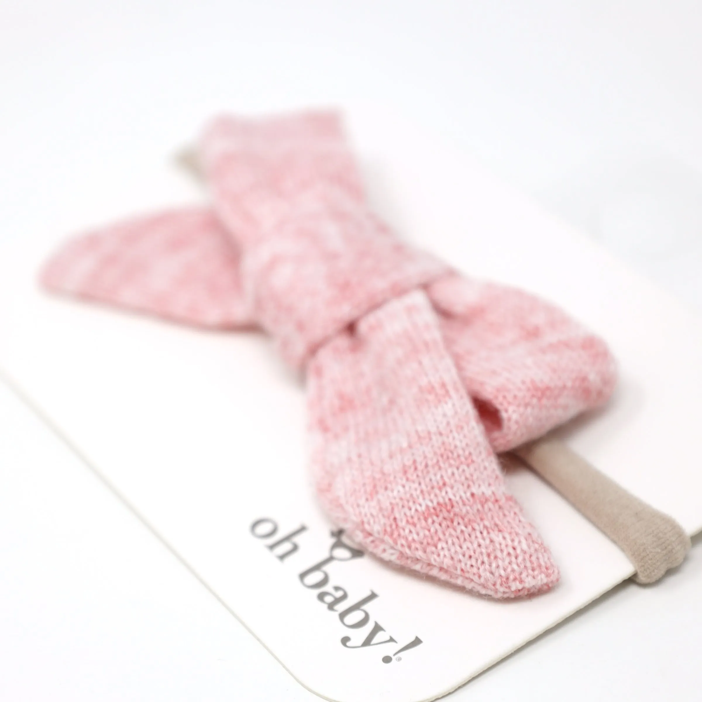 oh baby! Scandi Sweater Knit Bow on Nylon Headband - Blush Heather