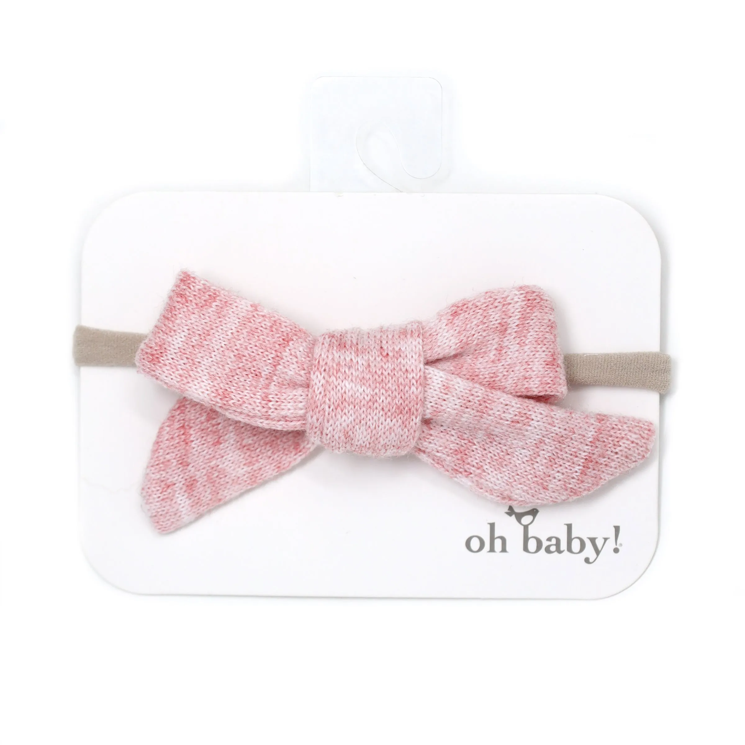 oh baby! Scandi Sweater Knit Bow on Nylon Headband - Blush Heather