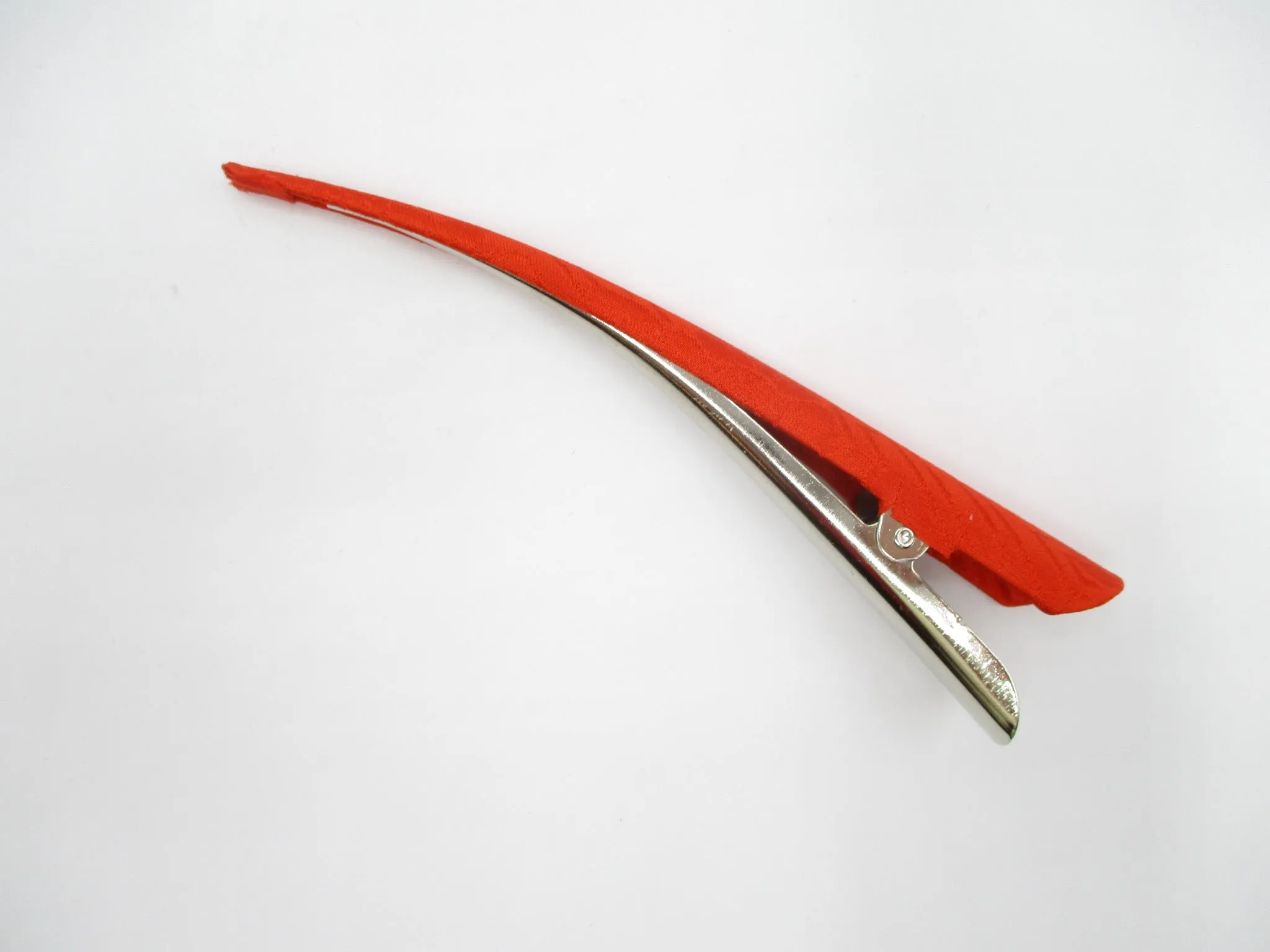 Orange Minimalist Hair Clip, Upcycled Kimono Fabric Hair Accessory