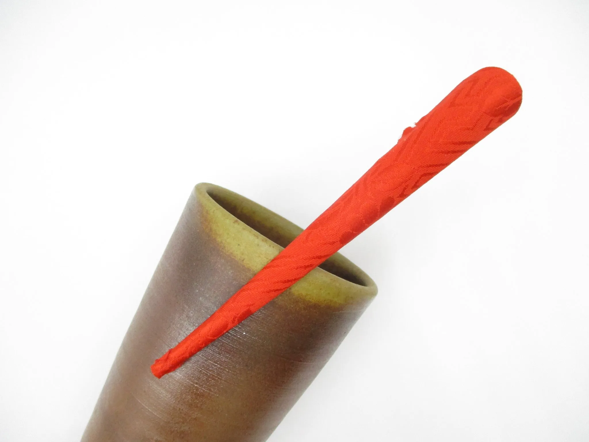 Orange Minimalist Hair Clip, Upcycled Kimono Fabric Hair Accessory
