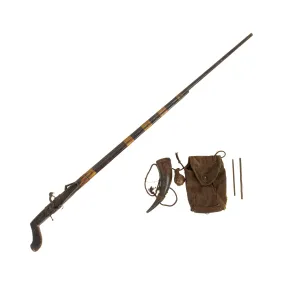 Original Vietnam War Special Forces Bring Back Montagnard Snaphaunce Musket with Accessories in M1 Carbine Pouch