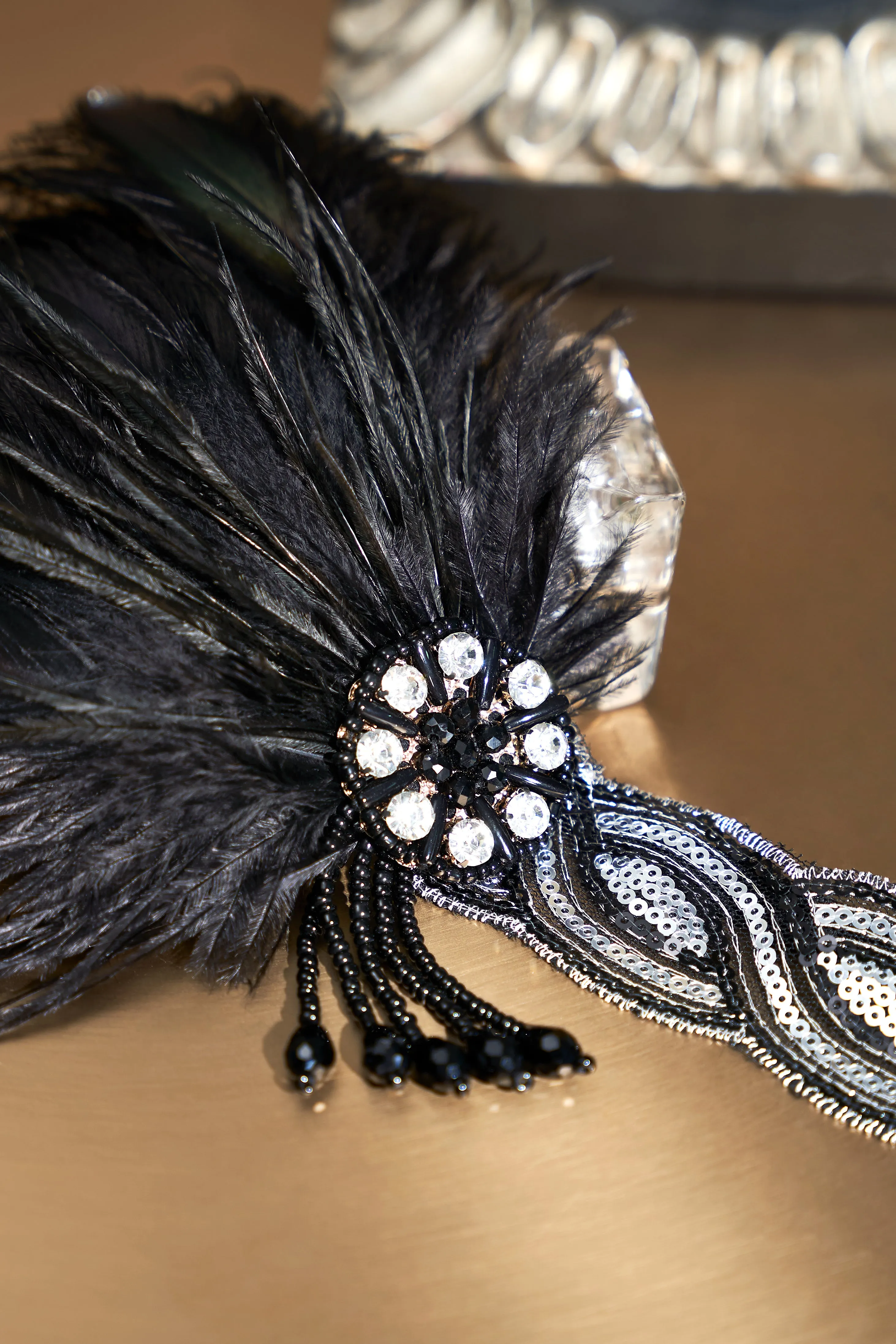 Ostrich Feather Sequin Headband