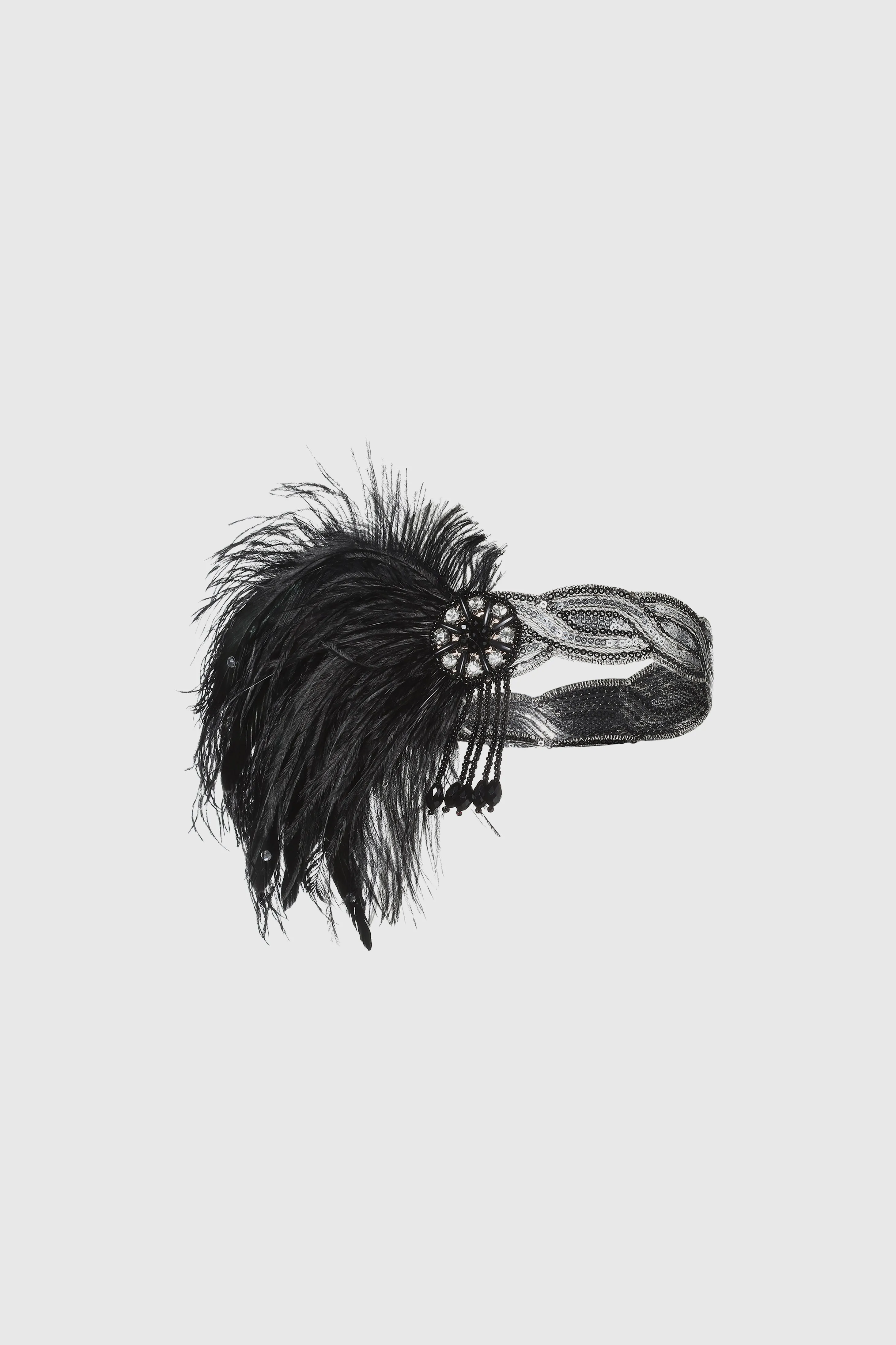 Ostrich Feather Sequin Headband
