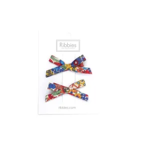 Paire de Barrettes à Noeud en Liberty - Margaret Annie - Rouille