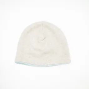 Pale Grey and Sky Blue Marl Cashmere Beanie Hat