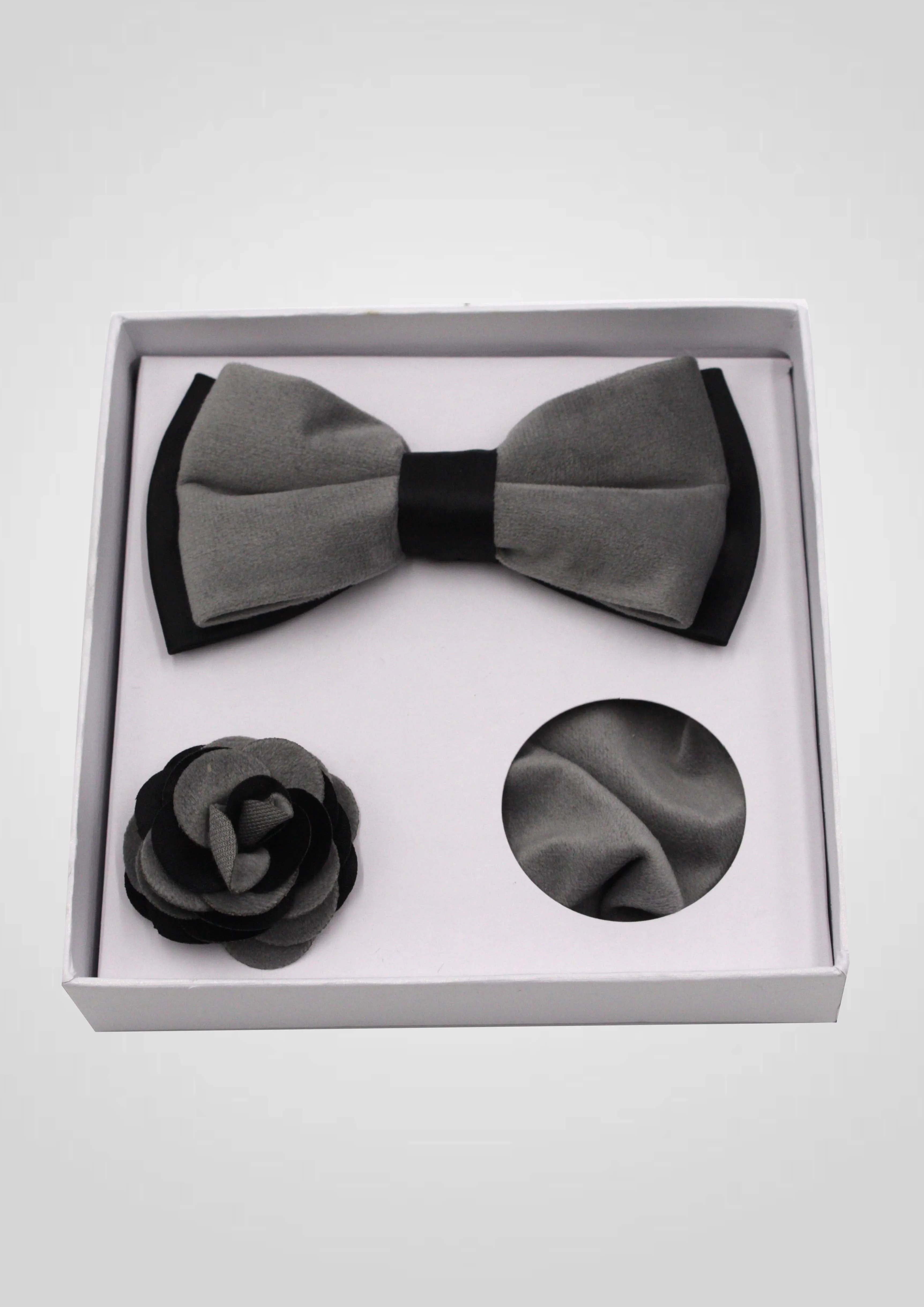 PBX733,SOLID---ACCESSORIES-VELVET SET-GREY