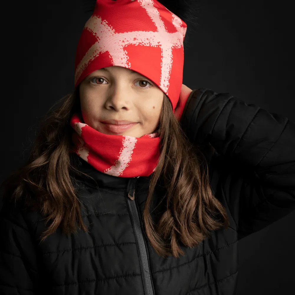 Peachy-Red Beanie for Mom and Daughter