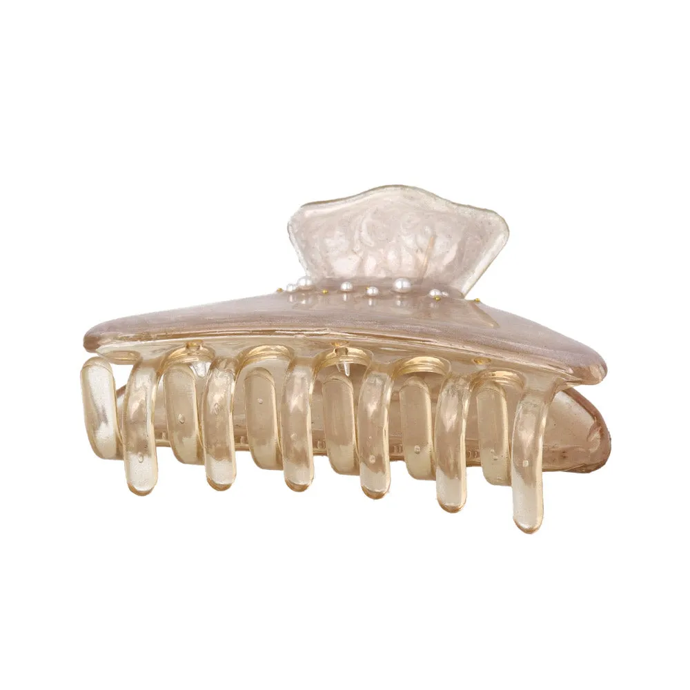Pearl Detail Epoxy Marble Hair Claw Clip