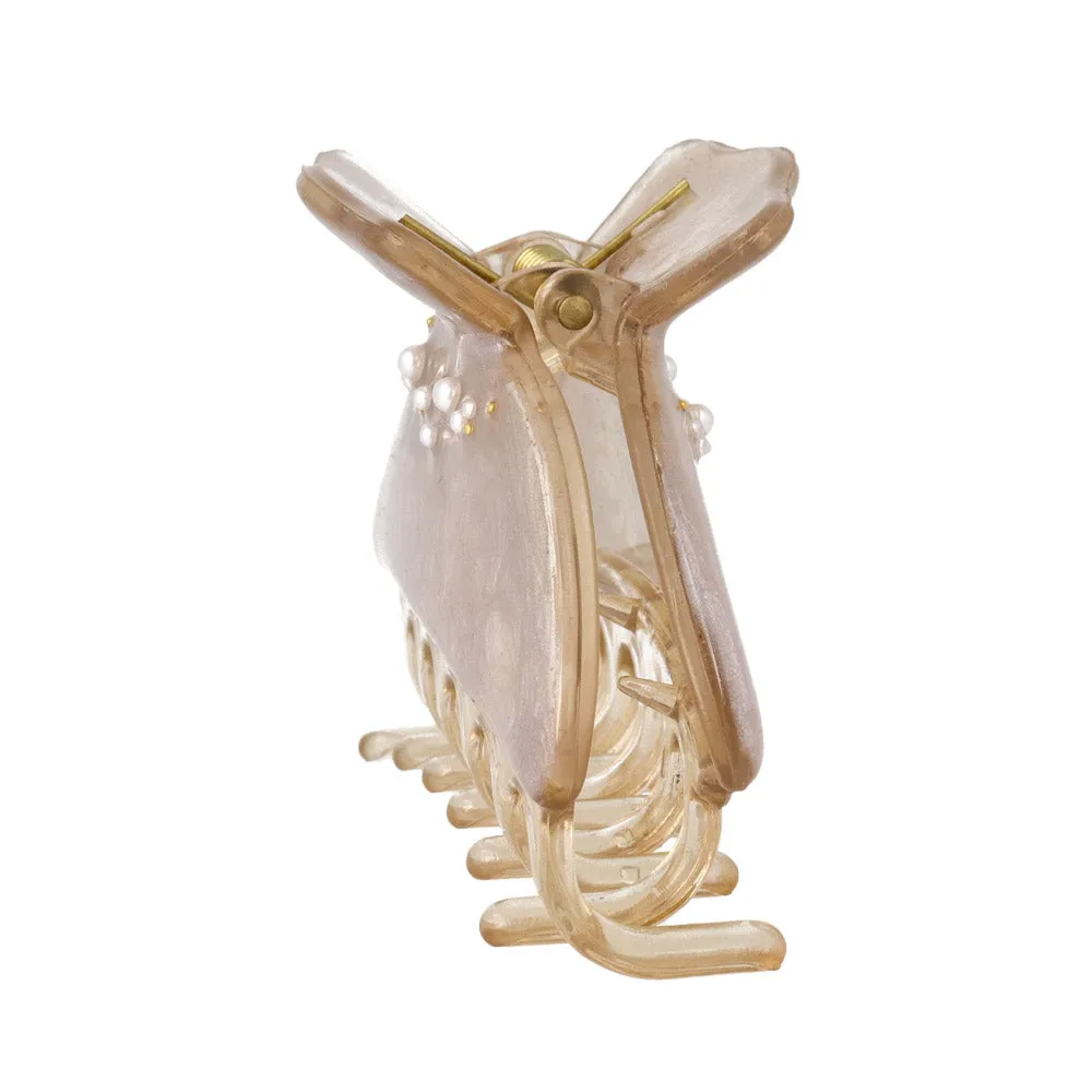 Pearl Detail Epoxy Marble Hair Claw Clip