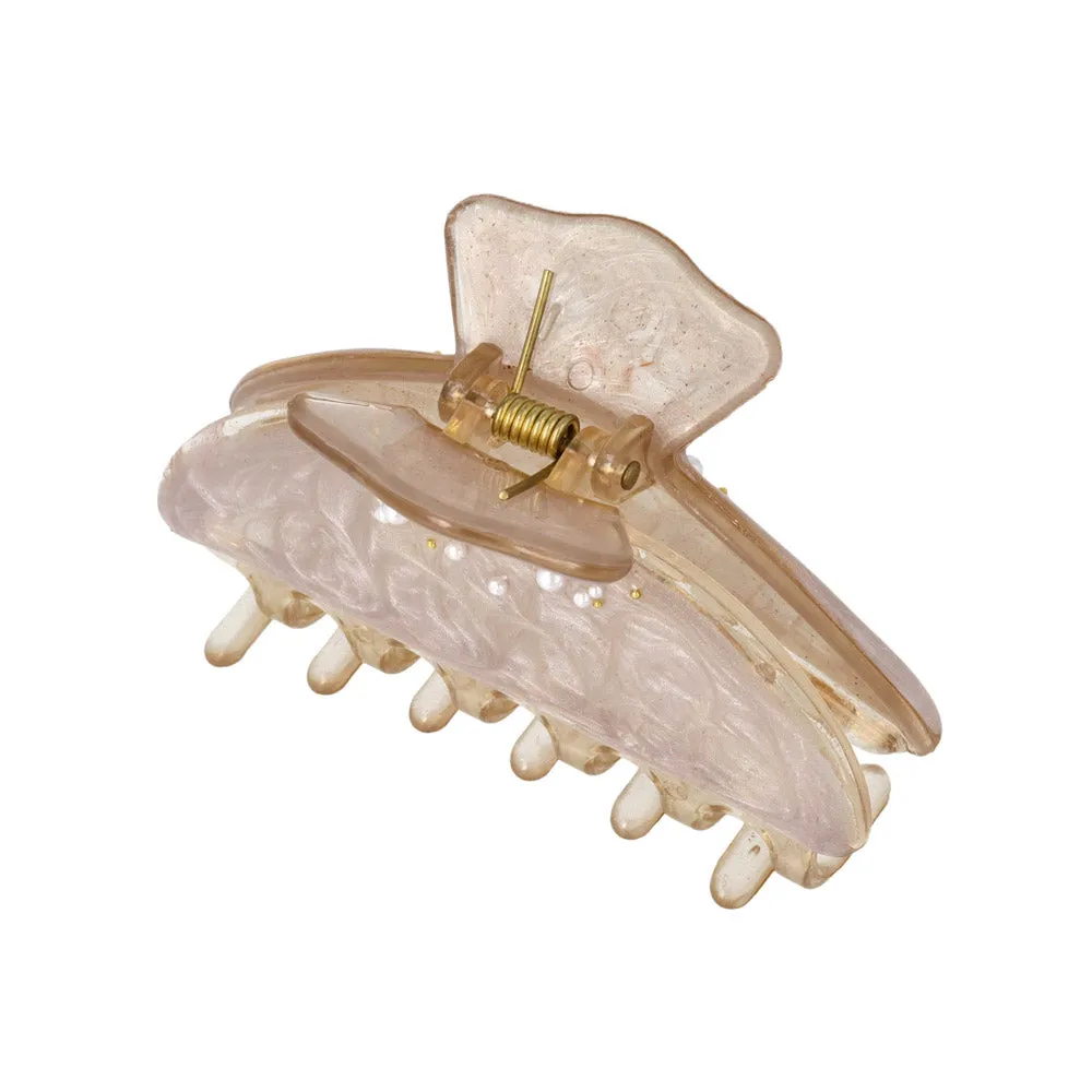 Pearl Detail Epoxy Marble Hair Claw Clip