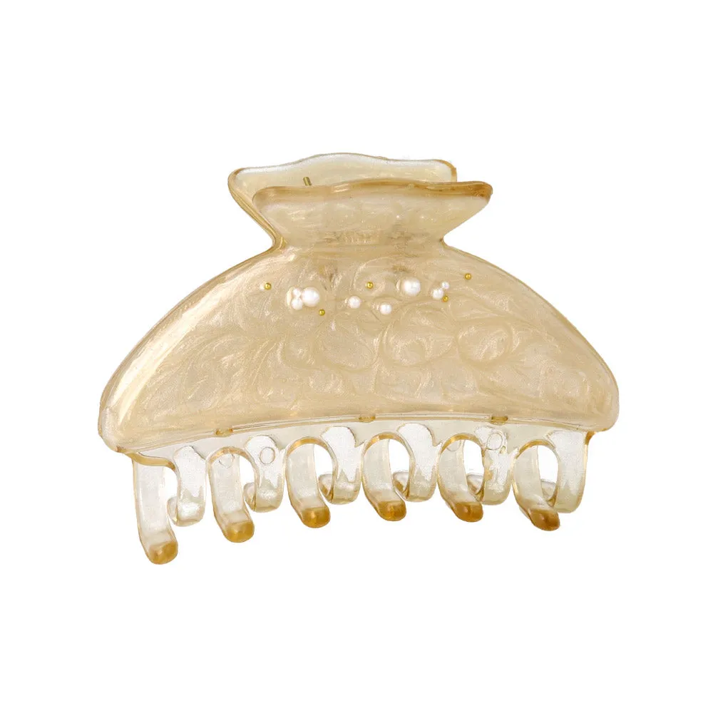 Pearl Detail Epoxy Marble Hair Claw Clip