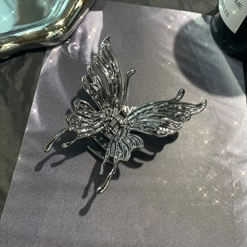 Pearl Lily Hair Clips with Butterfly Tassel
