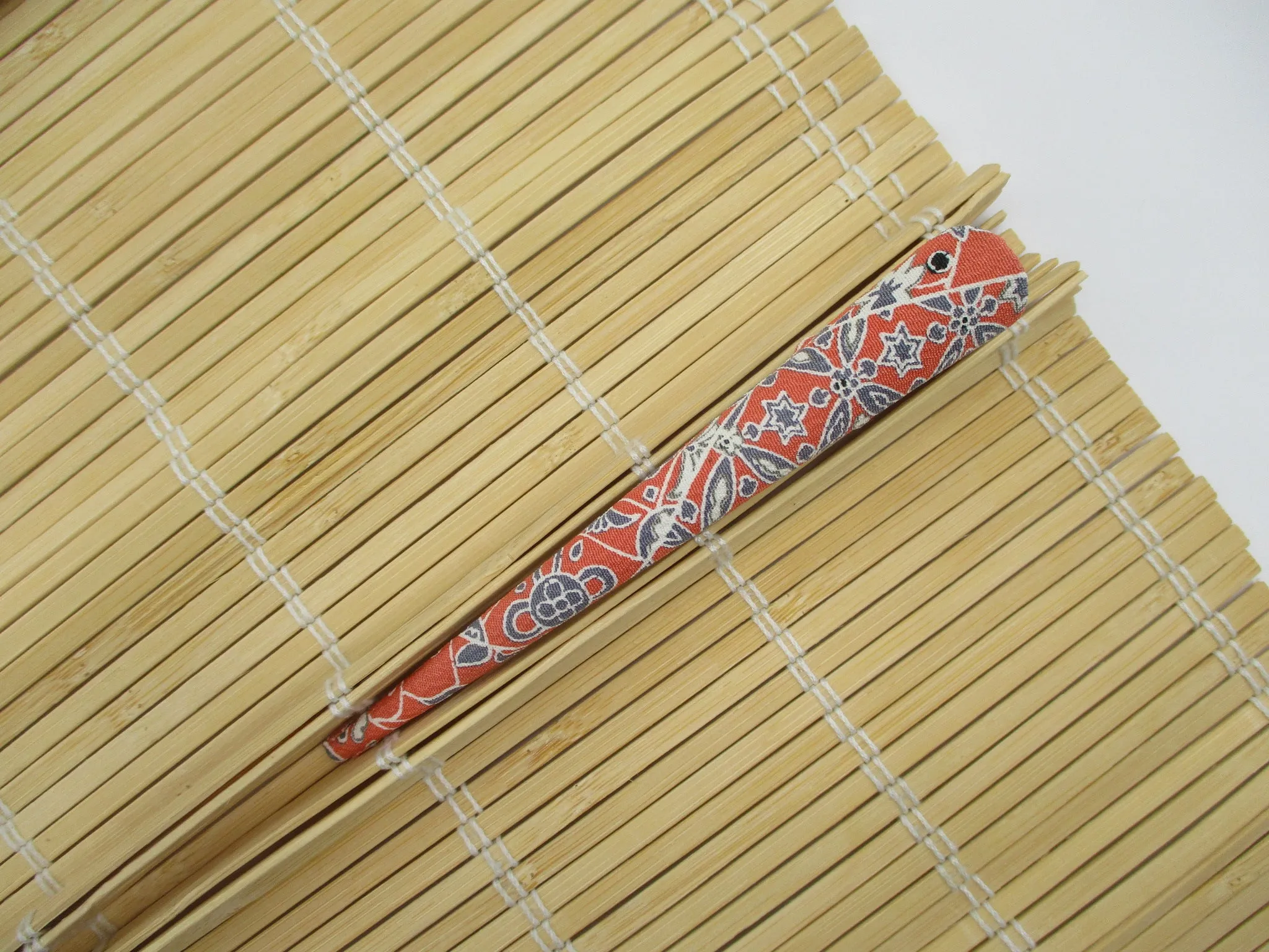 Pink and Gray Long Kimono Hair Clip