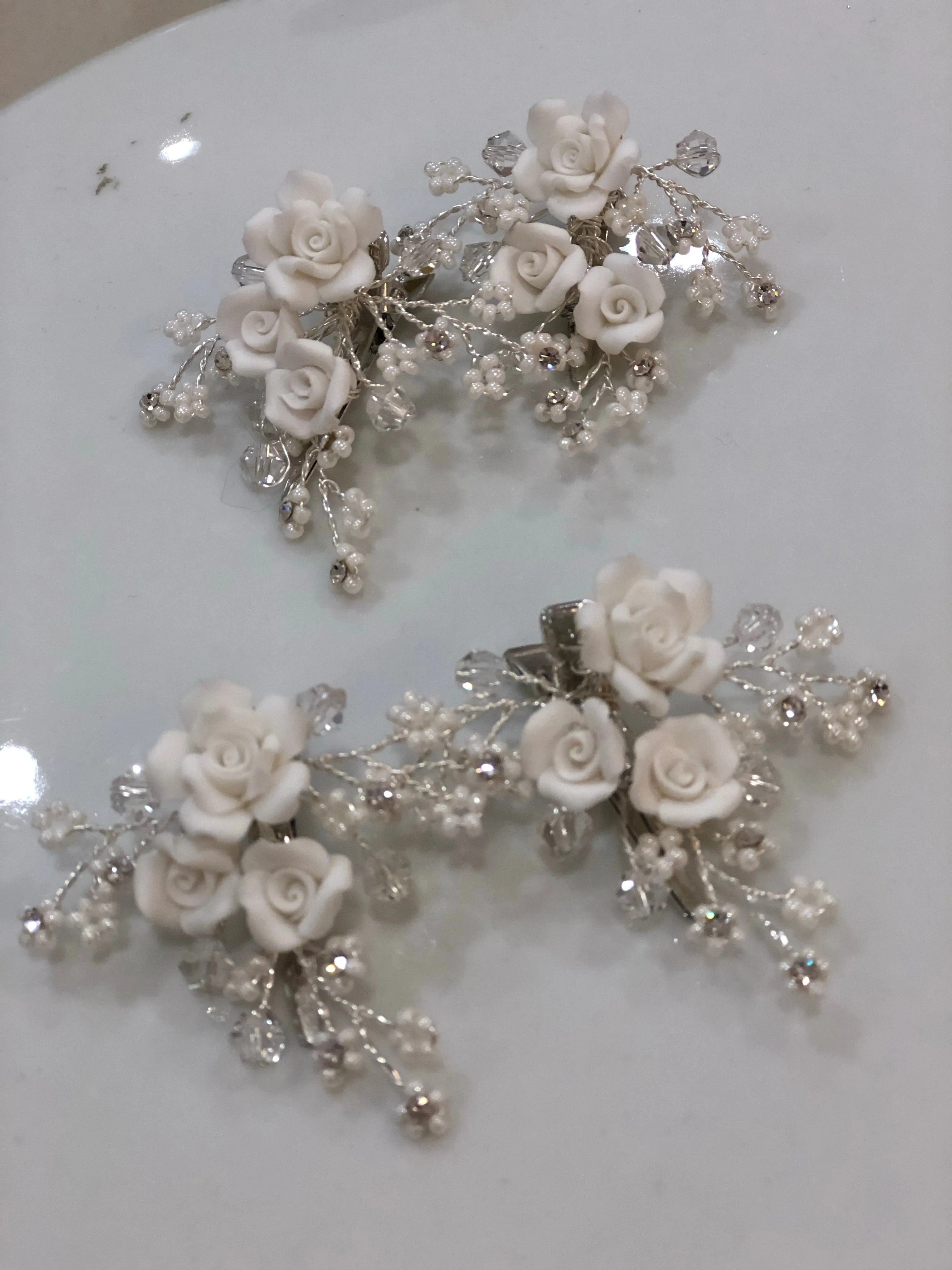 Porcelain Flower Clips