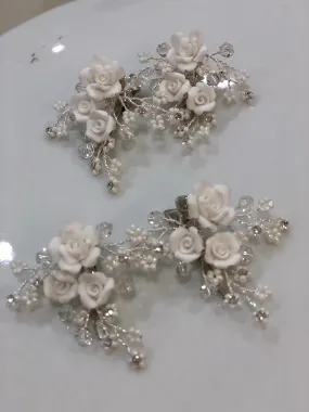 Porcelain Flower Clips