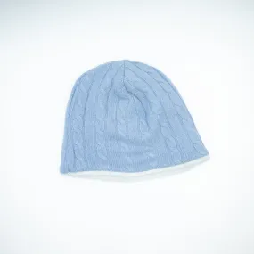 Powder Blue Cable and Aqua Cashmere Beanie Hat