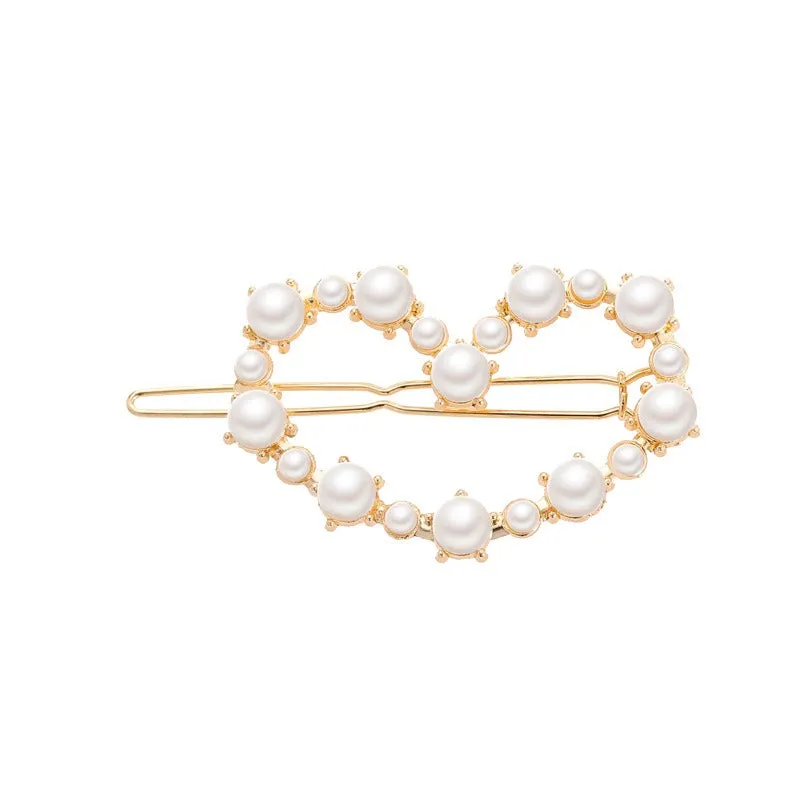 Premium Faux Pearl Hair Clip - Heart