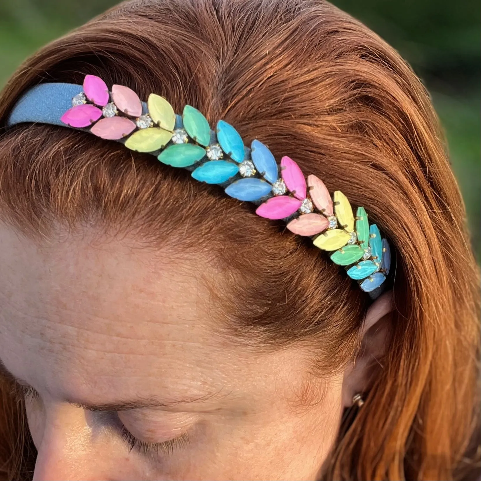 Rainbow Wreath Glass Gem Hard Headbands *NEW!*