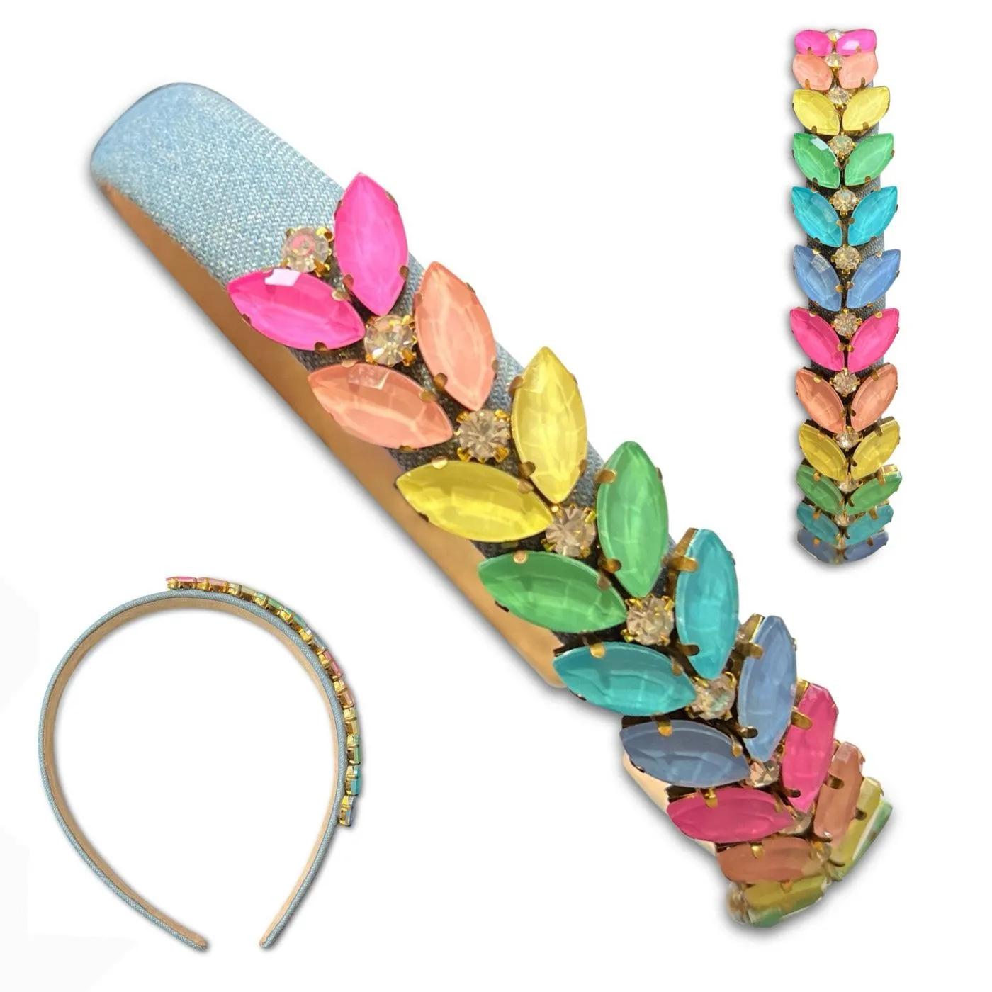 Rainbow Wreath Glass Gem Hard Headbands *NEW!*