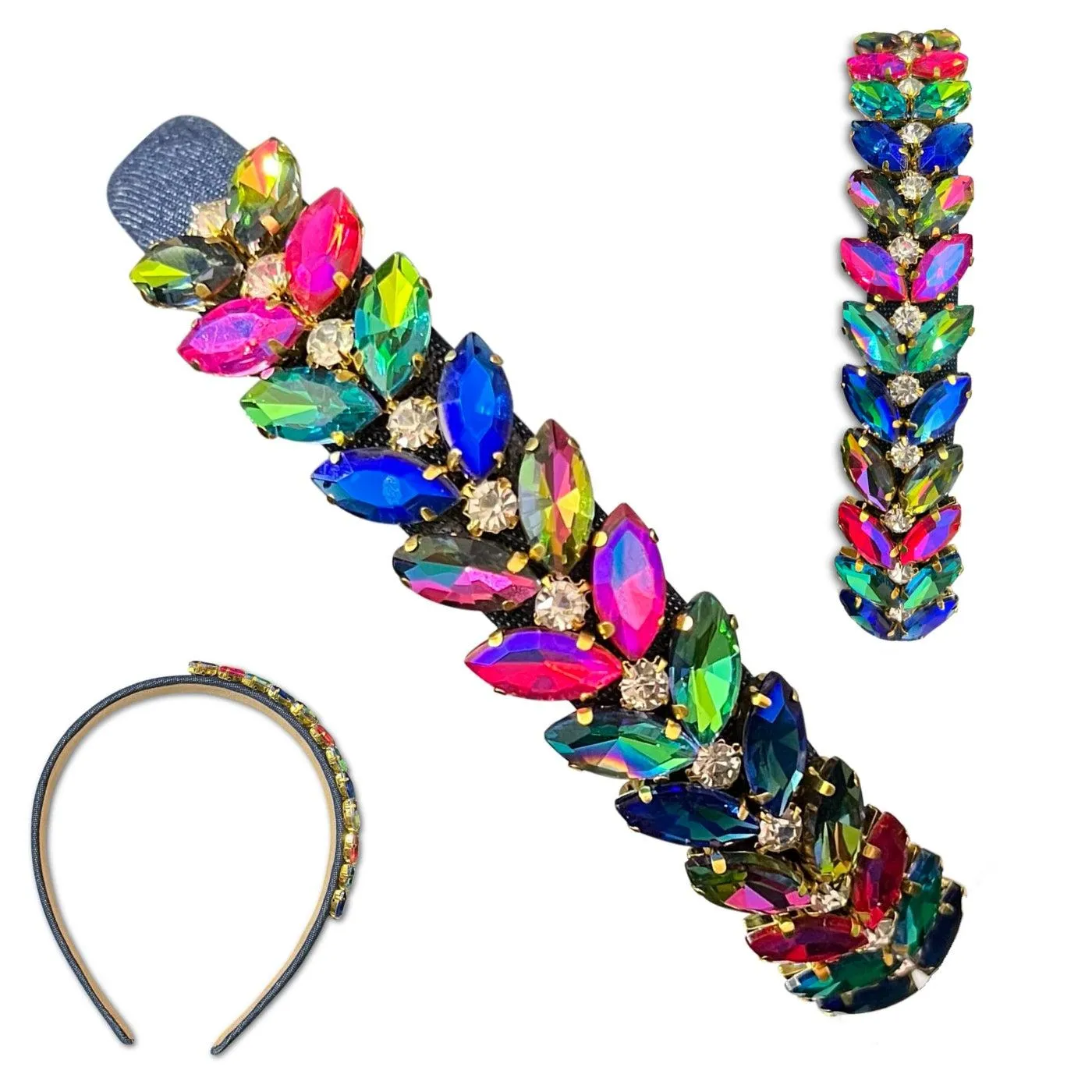 Rainbow Wreath Glass Gem Hard Headbands *NEW!*