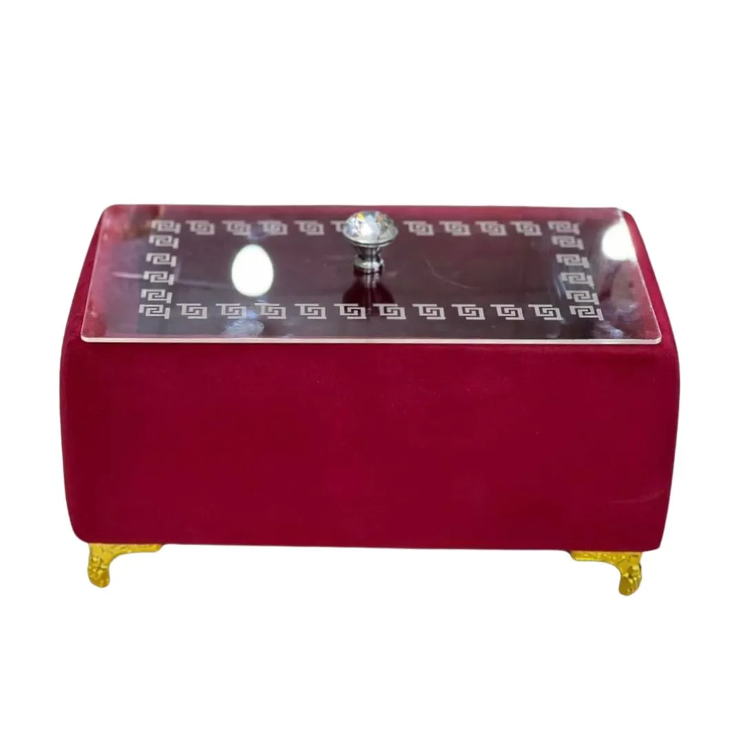 Rectangular Turkish Style Velvet Naan Roti Bread Box Container