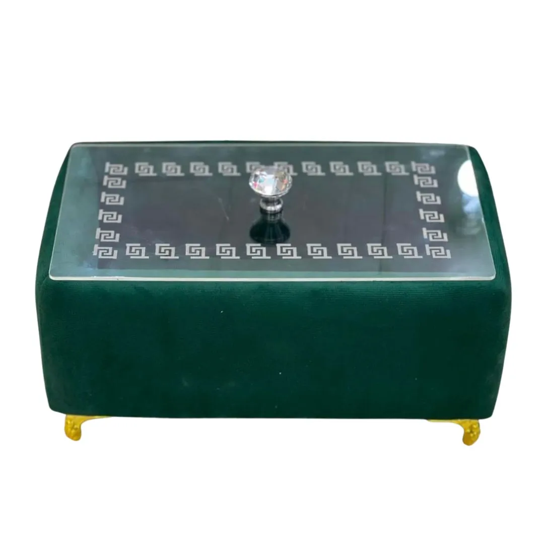Rectangular Turkish Style Velvet Naan Roti Bread Box Container