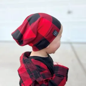 Red/Black Buffalo Plaid | Jersey Knit Beanie