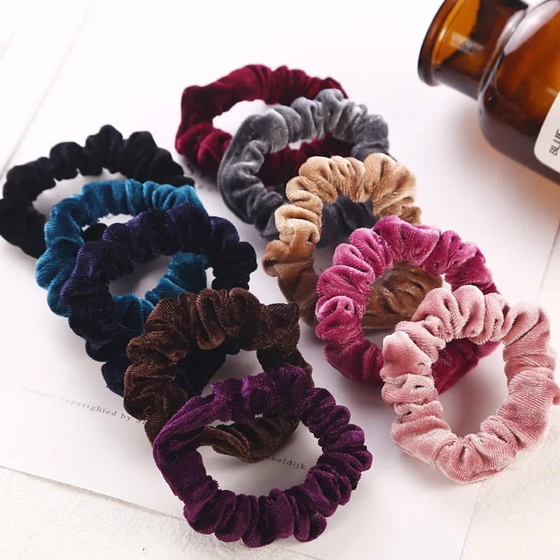 Sidiou Group New Fashion Women Solid Thin Coral Fleece Soft Elastic Hair Bands Ponytail Headbands