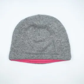 Smoke Grey and Lupin Pink Cashmere Beanie Hat