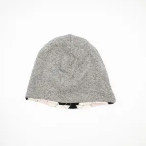 Smoke Grey and Pink Cream Argyle Cashmere Beanie Hat