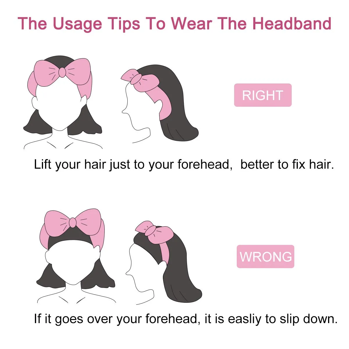 Spa Headband - 3 Pack Bow Hair Band Women Facial Makeup Head Band Soft Coral Fleece Head Wraps For Shower Washing Face (Black white pink)