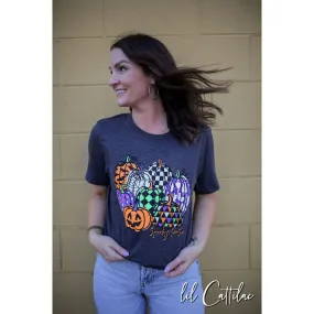 Spooky Season Patterned Pumpkins - Halloween Tee