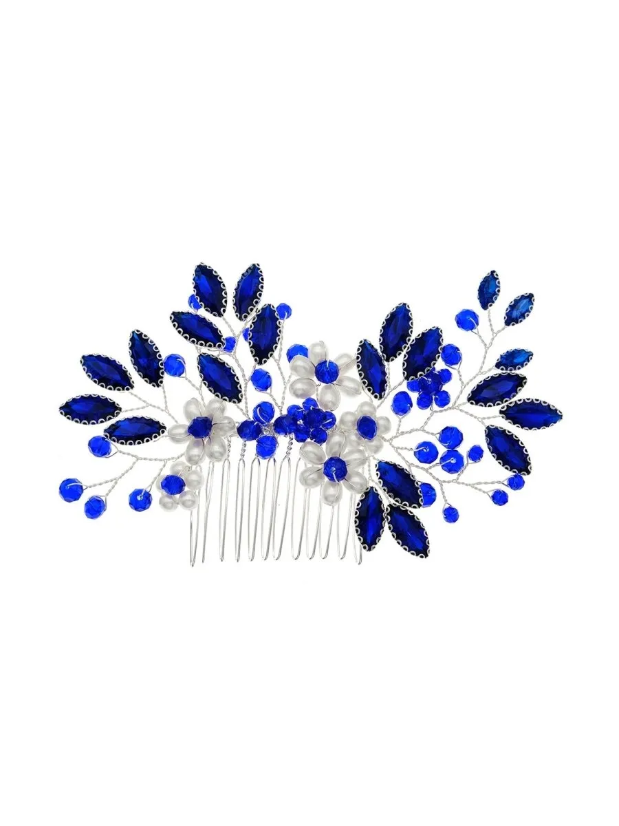 Synthetic Gem Floral Prom Headdress Hair Comb