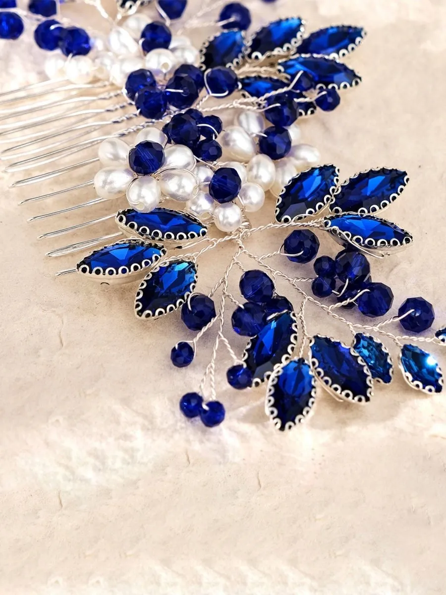 Synthetic Gem Floral Prom Headdress Hair Comb