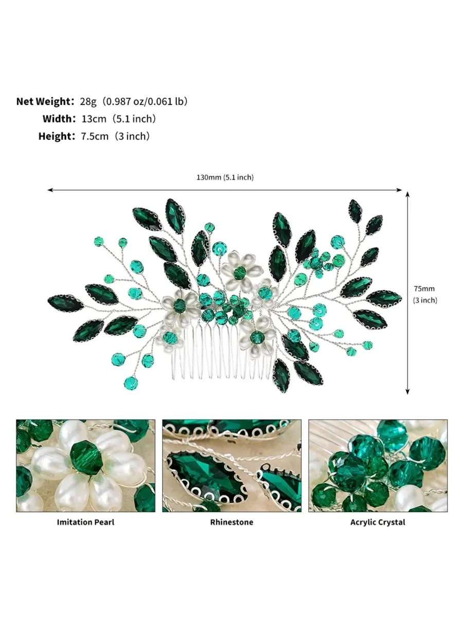 Synthetic Gem Floral Prom Headdress Hair Comb