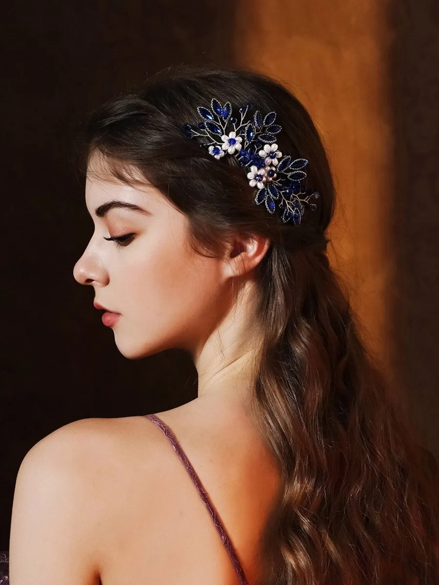 Synthetic Gem Floral Prom Headdress Hair Comb