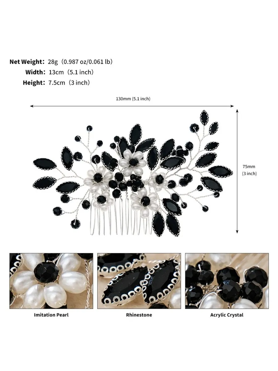 Synthetic Gem Floral Prom Headdress Hair Comb