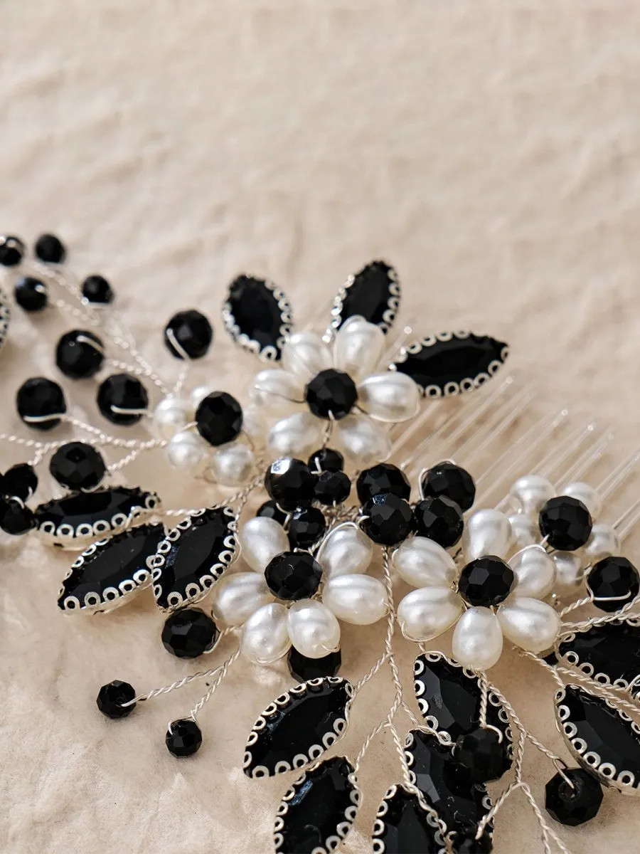 Synthetic Gem Floral Prom Headdress Hair Comb