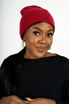 Textured slouchy beanie red