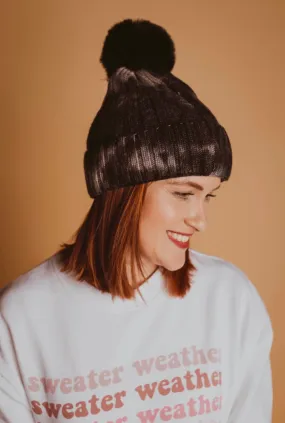 Tie Dye Knitted Pom Beanie
