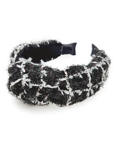 Tweed Knotted Headband Black/White