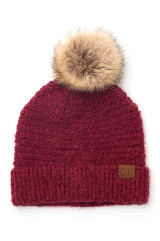 Ultra Soft Fur Pom Beanie