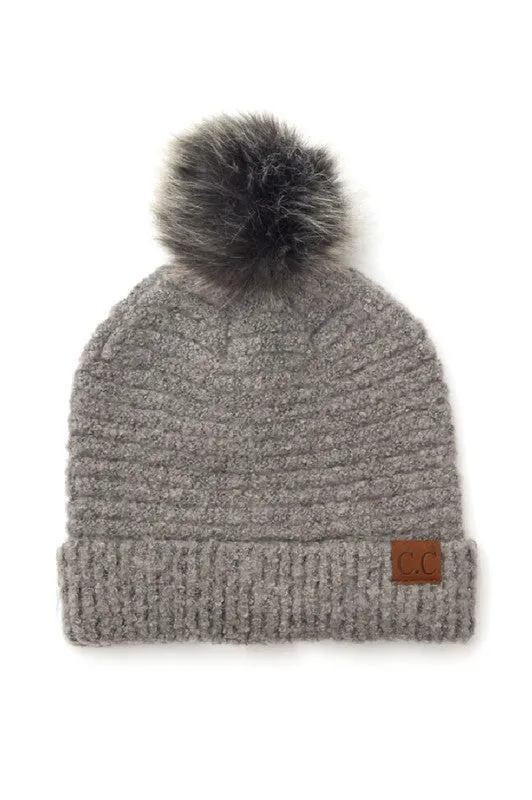 Ultra Soft Fur Pom Beanie