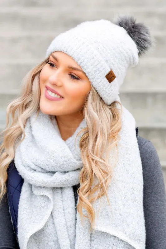 Ultra Soft Fur Pom Beanie