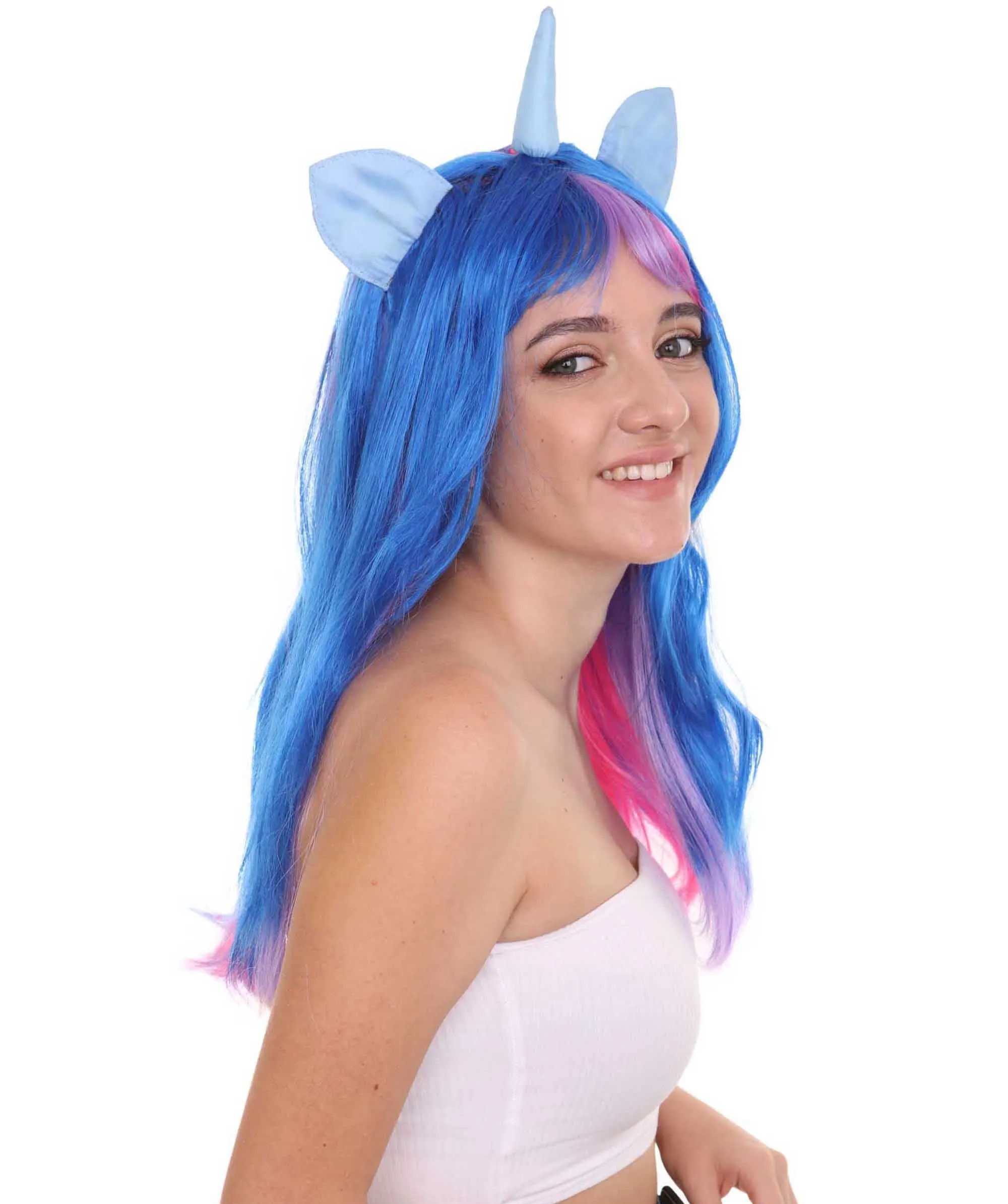 Unicorn Horn and Ears Womens Wig | Sexy Cosplay Party Halloween Wig | Premium Breathable Capless Cap