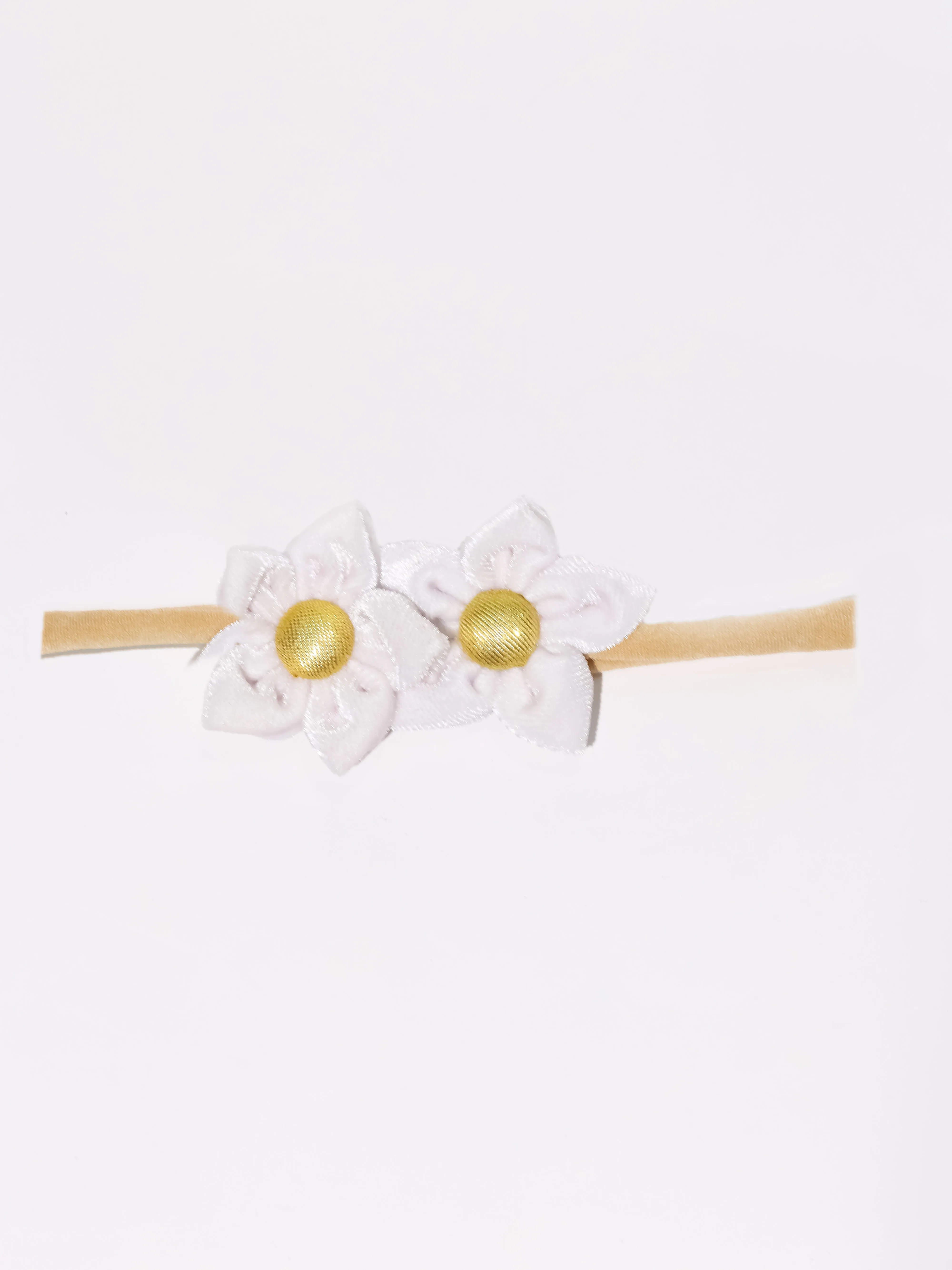 Velvet Newborn Flower Headband- White