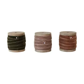 Velvet Ribbon on Wood Spool - 3 Colors Available