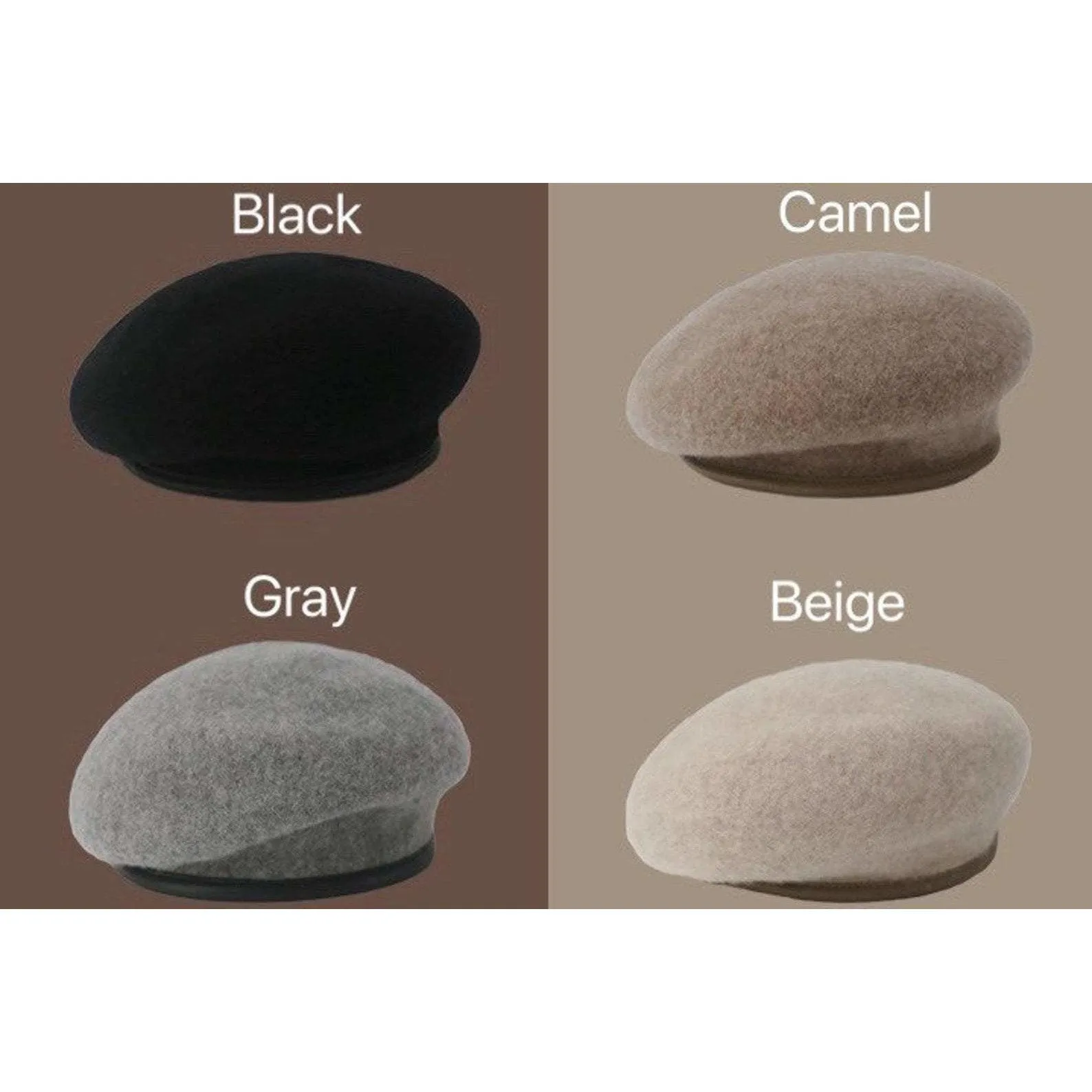 Vintage Style Wool Beret for Women with Leather Rim
